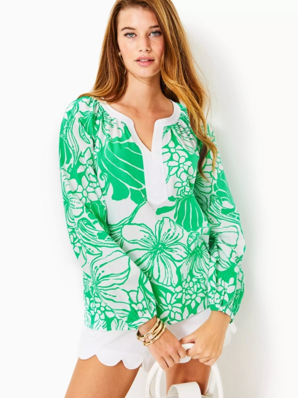 Lilly Pulitzer Green White Camryn Tunic Beach Blouse